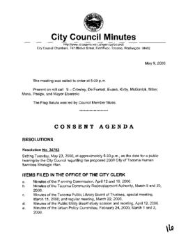 City Council Meeting Minutes, May 9, 2000