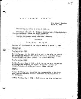 City Council Meeting Minutes, April 20, 1982