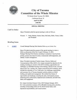 Committee of the Whole Minutes, April 16, 2019