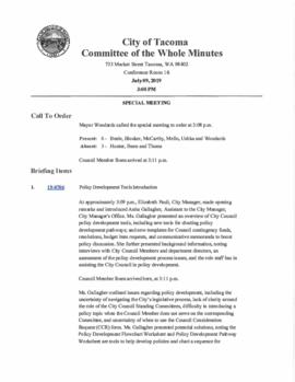 Committee of the Whole Minutes, July 9, 2019