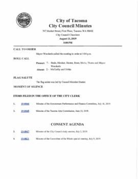 City Council Meeting Minutes, August 13, 2019