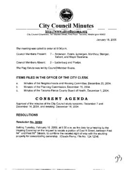 City Council Meeting Minutes, January 18, 2005