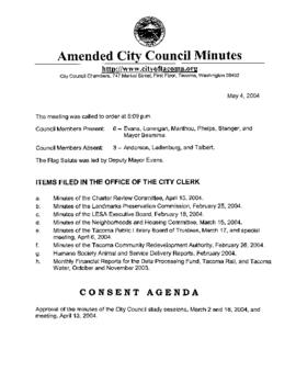 City Council Meeting Minutes, May 4, 2004