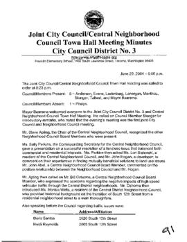 City Council Meeting Minutes, Town Hall, June 29, 2004