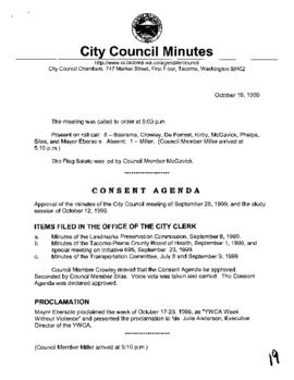 City Council Meeting Minutes, October 19, 1999