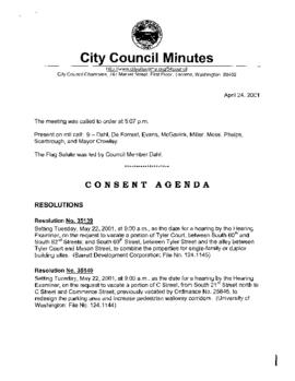 City Council Meeting Minutes, April 24, 2001