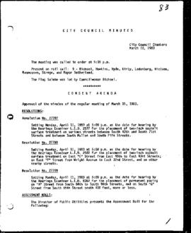 City Council Meeting Minutes, March 22, 1983