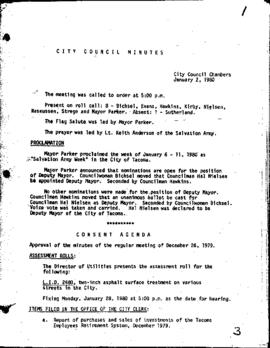 City Council Meeting Minutes, January 2, 1980