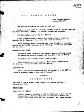 City Council Meeting Minutes, October 18, 1977