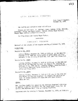 City Council Meeting Minutes, October 30, 1979
