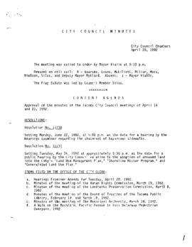 City Council Meeting Minutes, April 28, 1992