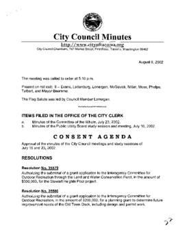 City Council Meeting Minutes, August 6, 2002