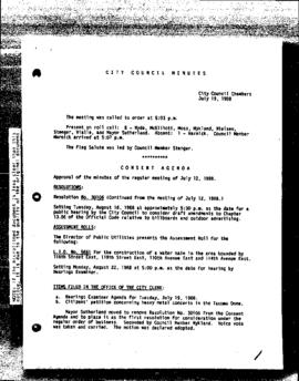 City Council Meeting Minutes, July 19, 1988