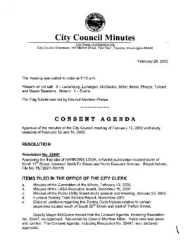 City Council Meeting Minutes, February 26, 2002