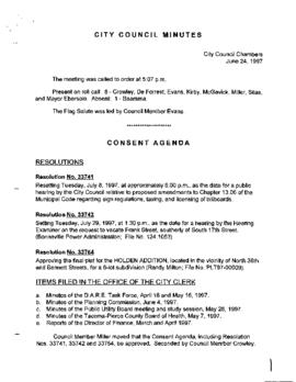 City Council Meeting Minutes, June 24, 1997
