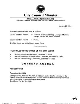 City Council Meeting Minutes, January 20, 2004