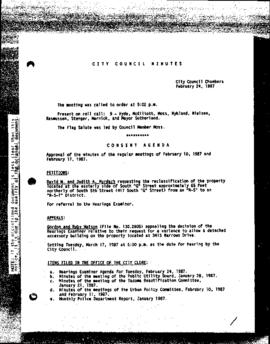 City Council Meeting Minutes, February 24, 1987