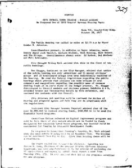 City Council Meeting Minutes, Hearing (1 of 2), October 18, 1977