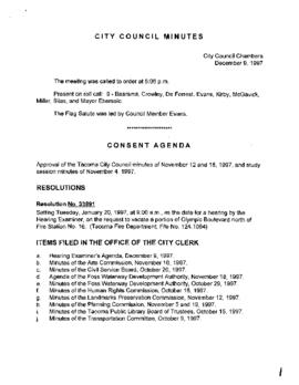 City Council Meeting Minutes, December 9, 1997