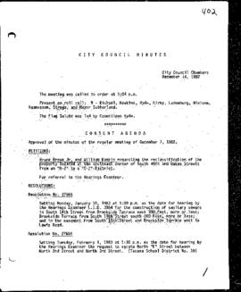 City Council Meeting Minutes, December 14, 1982