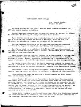 City Council Meeting Minutes, Budget, November 23, 1976