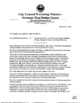 City Council Meeting Minutes, February 21, 2004