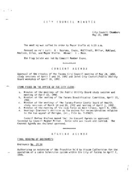 City Council Meeting Minutes, May 26, 1992