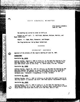 City Council Meeting Minutes, June 23, 1987