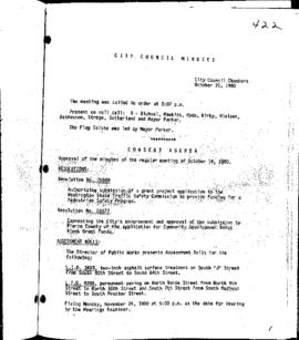 City Council Meeting Minutes, October 21, 1980