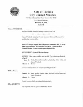 City Council Meeting Minutes, February 26, 2019