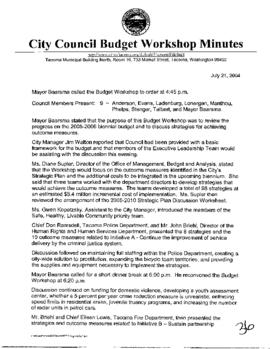 City Council Meeting Minutes, Budget, July 21, 2004