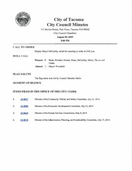 City Council Meeting Minutes, August 20, 2019