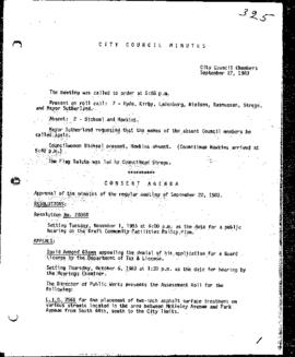 City Council Meeting Minutes, September 27, 1983