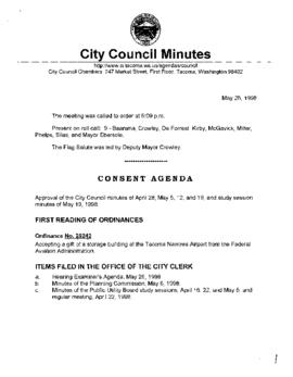 City Council Meeting Minutes, May 26, 1998