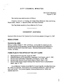 City Council Meeting Minutes, August 19, 1997