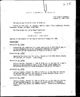 City Council Meeting Minutes, August 31, 1982