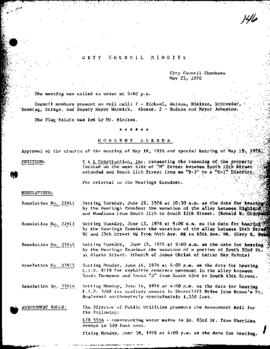 City Council Meeting Minutes, May 25, 1976