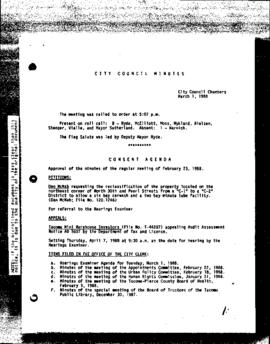 City Council Meeting Minutes, March 1 , 1988