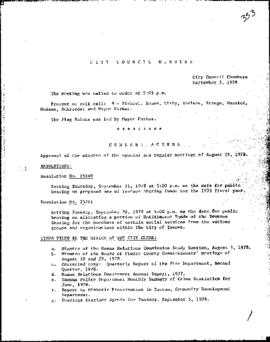 City Council Meeting Minutes, September 5, 1978