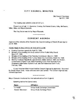 City Council Meeting Minutes, April 23, 1996