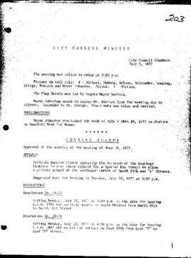 City Council Meeting Minutes, July 5, 1977
