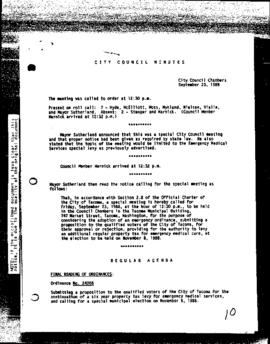 City Council Meeting Minutes, September 23, 1988