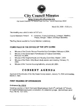 City Council Meeting Minutes, March 23, 2004