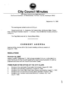 City Council Meeting Minutes, September 14, 1999