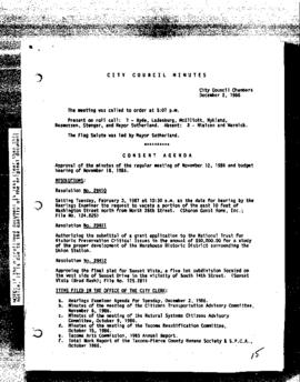 City Council Meeting Minutes, December 2, 1986