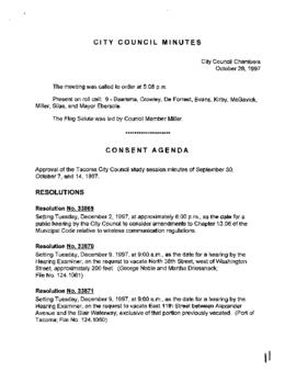 City Council Meeting Minutes, October 28, 1997