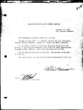 City Council Meeting Minutes, Special, December 21, 1976
