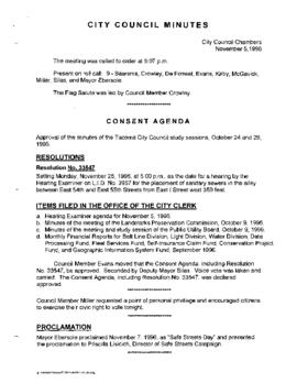 City Council Meeting Minutes, November 5, 1996