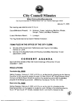 City Council Meeting Minutes, January 11, 2005