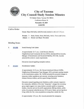 City Council Study Session Minutes, November 19, 2019